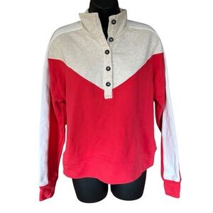 EVEREVE Red and Cream Mika Colorblock Sweatshirt Relaxed Fit Streetwear